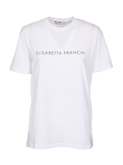 T-SHIRT CON STAMPA LOGO ELISABETTA FRANCHI | MA00346E2270 Gesso